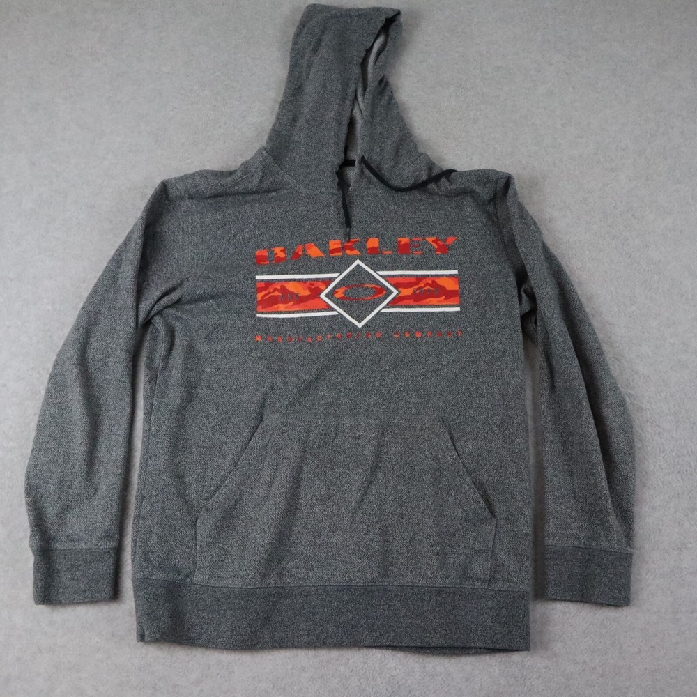 Oakley Hoodie Mens Medium Regular‎ Fit Pullover Knit Sweatshirt Gray Long Sleeve